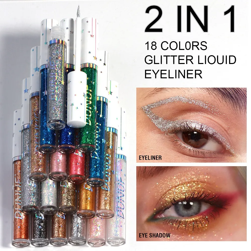 Diamond Blue Sequins Eyeliner Glitter Shiny Brighten Lying Silkworm Makeup Highlight Liquid Eye Liners Pigment Green Silver Gold — image 3