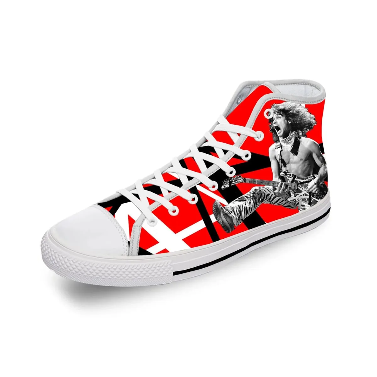 Hot Van EVH 5150 STRIPES Halen Harajuku Lightweight Cloth 3D Print High Top Canvas Shoes Mens Womens Casual Breathable Sneakers