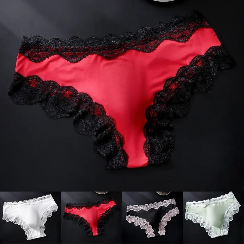 Calcinha masculina com acabamento de renda, cueca respirável de alta elasticidade 3d convexa, roupa íntima sexy fina transparente — image 8