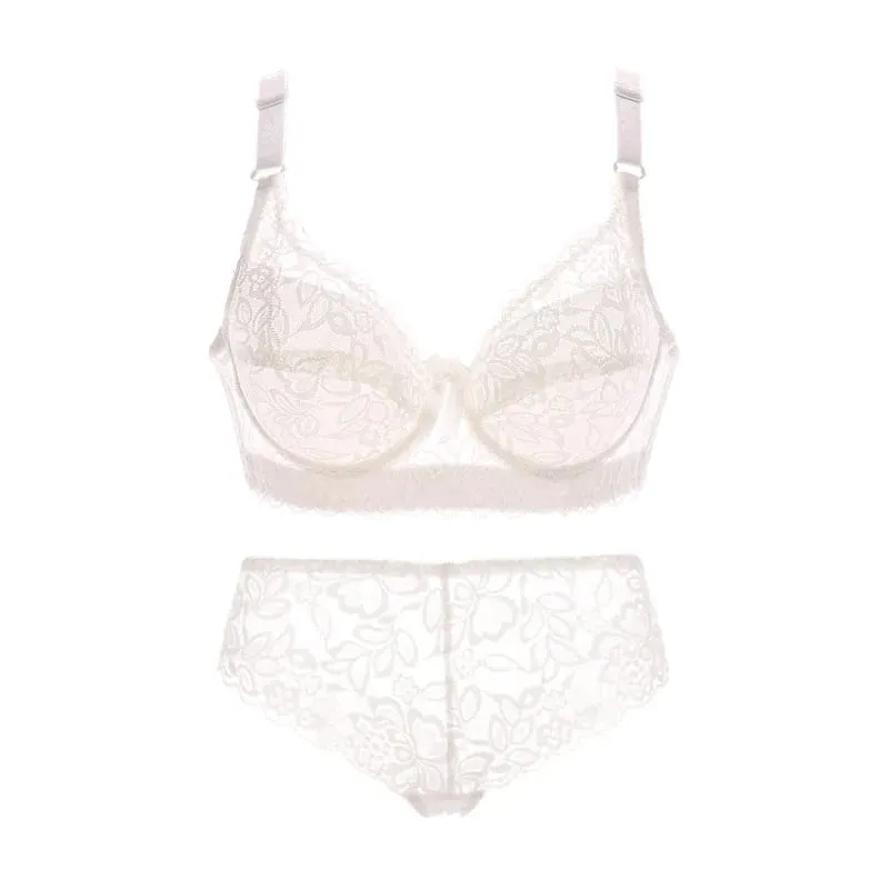 Sexy krajkové tenké kalhotky a kraťasy Velká dámská Bralette Set Push Up Set podprsenky Dívčí top BH Sety spodního prádla Push Up Intimates
