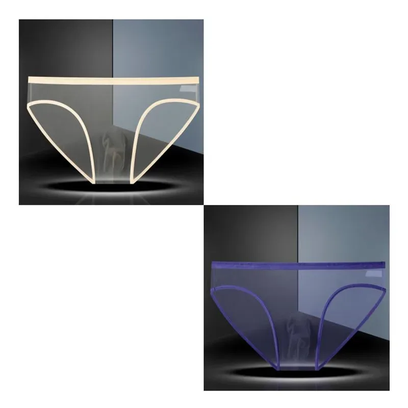 1-2 Pcs Men's Briefs Seamless Transparent Ultra-thin Underpants Breathable Mesh Sexy Male Panties Elastic Underwear Shorts Panty — image 23