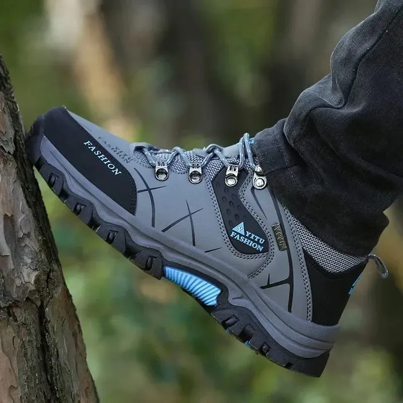 New Leather Sneakers Breathable Men Casual Shoes Comfortable Walking Shoes Non-Slip Outdoors Hiking Shoes Fashion — image 3