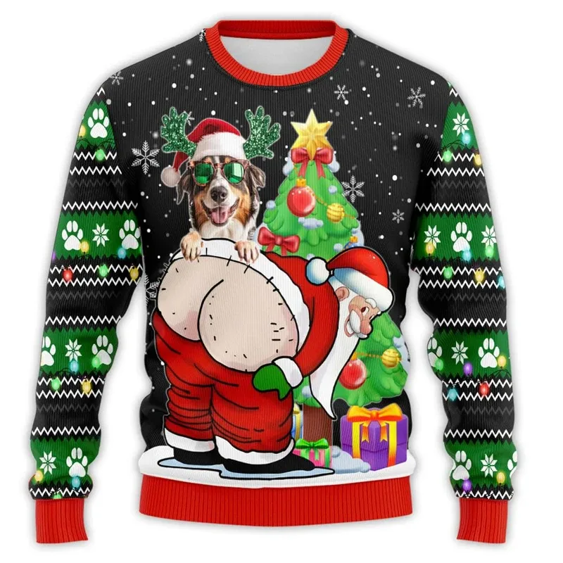 Naughty Santa Pet Dog 3D Printed Ugly Christmas Sweater Funny Poodle Schnauzer Bulldog Sweatshirts Unisex Hilarious Pullovers — image 5
