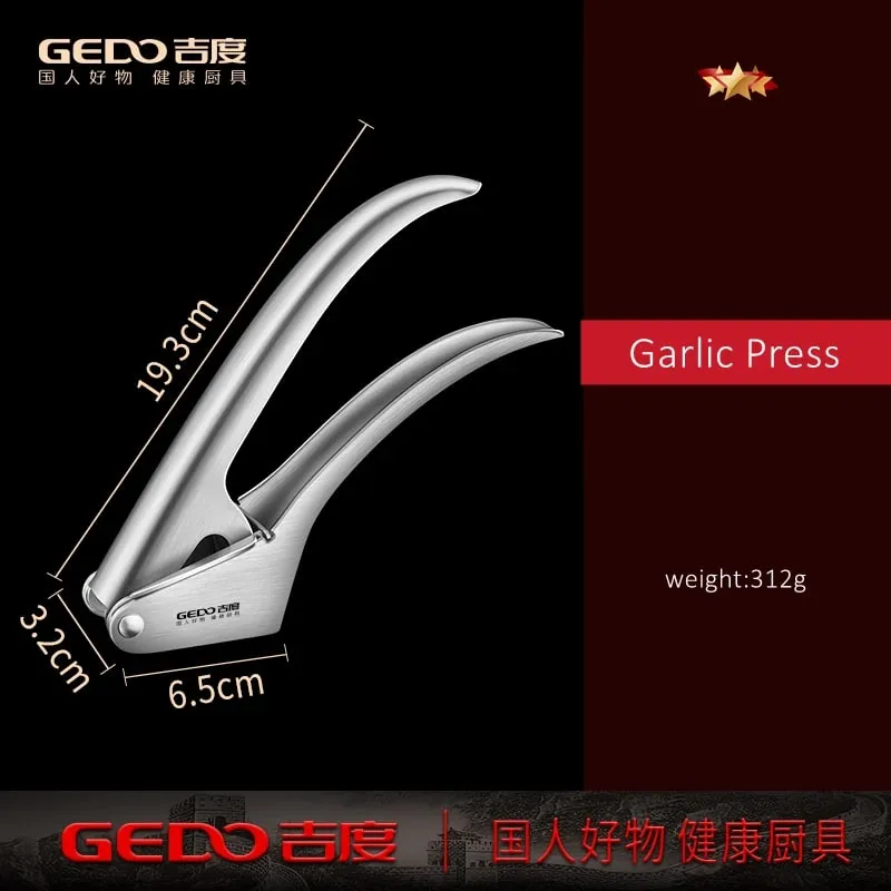 Ultra Thick Pure 304 Stainless Steel Kitchen Garlic Press LFGB Certificated Garlic Masher Durable Ginger Grinder for Barbecue