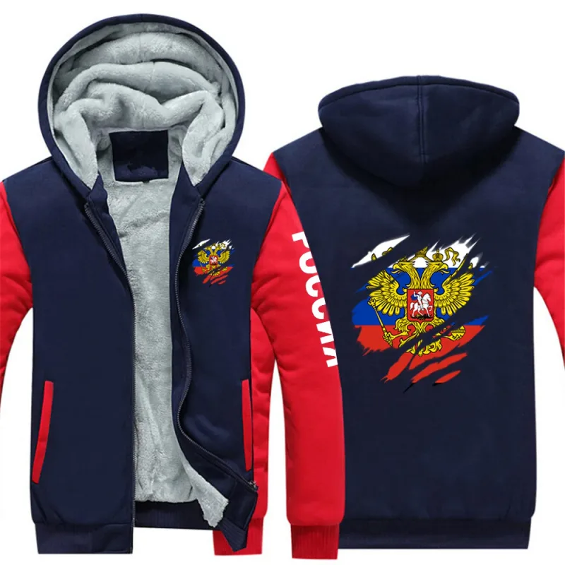 2025 Russia Badge Jacket Autumn And Winter Man's Cold Resistant Mountaineering Clothing Coat Russian Flag Logo Print Hoodies