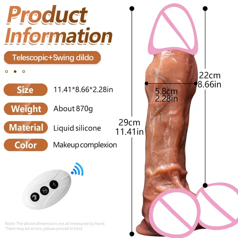 11.4in Big Dick Vibrators Lesbian Strap on Dildos Vibrator Telescopic Heating Dildos USB Chargeable Wireless Sex Toys for Women