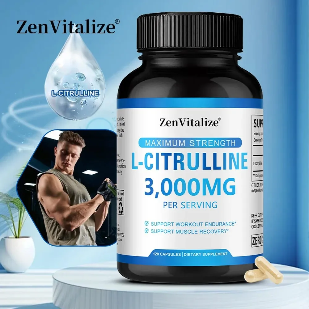 L Citrullin 3000 mg Ergänzungskapseln für Männer und Frauen – Muskelregeneration und Trainingsausdauer – vegan, gentechnikfrei — image 2