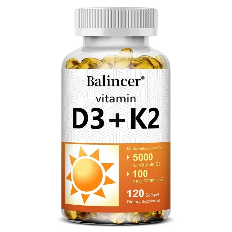 Vitamin D3 + K2 with Organic Virgin Coconut Oil Vegan D3 (5000iu) with MK7 Vitamin K2 (100mcg) Supports Bone Health Supplement — image 9