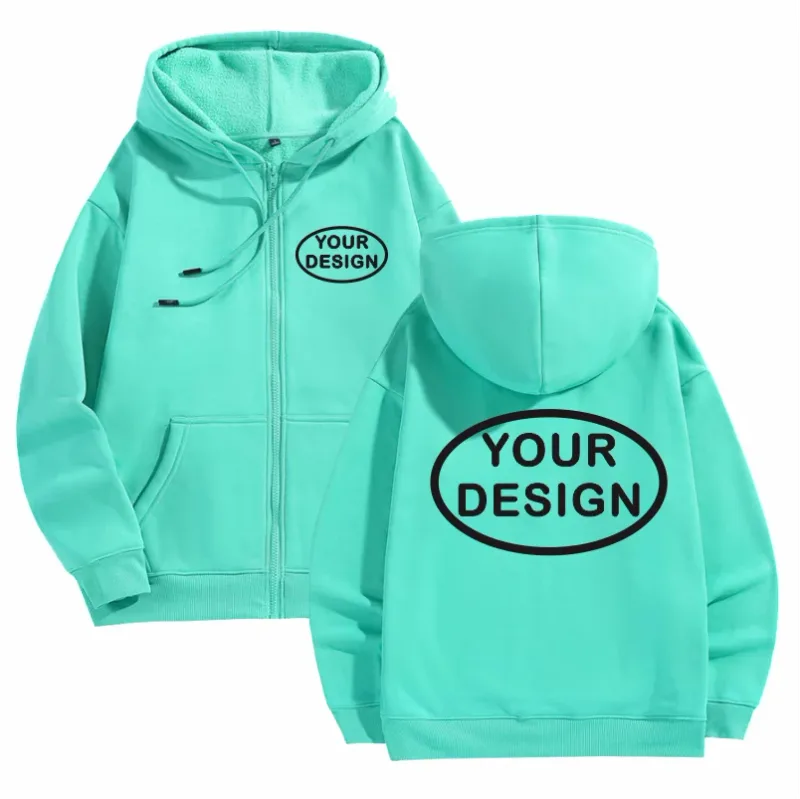 Customize Your Logo Zipper Sweatshirt For Men And Women Loose Casual Fashionable Long Sleeved Sportswear Personalized Embroidery — image 12