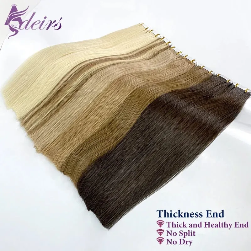 High Quality Straight Tape In Human Hair Extensions 100% Real Natural Hair Extension Remy Hair Brown Blonde Invisible — image 5