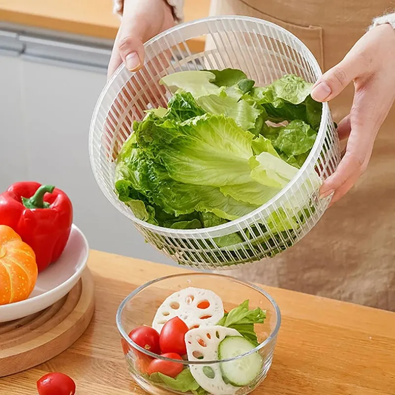 Vegetable Spinner Salad Dryer - Manual Lettuce Centrifuge for Kitchen Fruit & Veggie Washing Basket with Drain Function