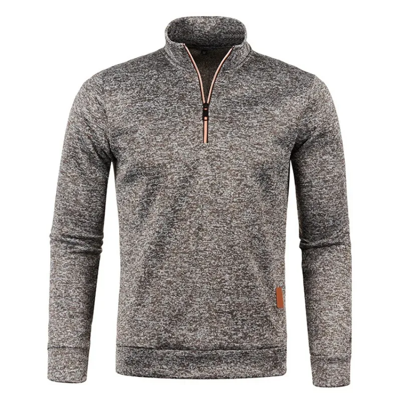 Autumn Men's Half Zipper Sweatshirts Long Sleeve Solid Color Pullover Turtleneck Streetwear Winter Warm Jacket Sport Coats — image 8