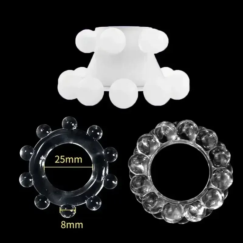 3 pièces extensible rester dur perlé anneau de coq retarder l'éjaculation formateur scrotal liaison balle civière Silicone Cockring hommes jouets sexuels