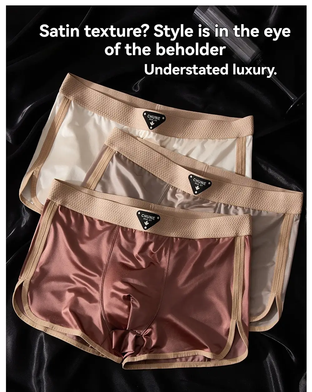 3PCS/Pack Luxury Satin-like Ice Silk Men's Panties Hygroscopic Breathable Double-layer Silk Crotch Boxer High Elastic Underpants — image 14