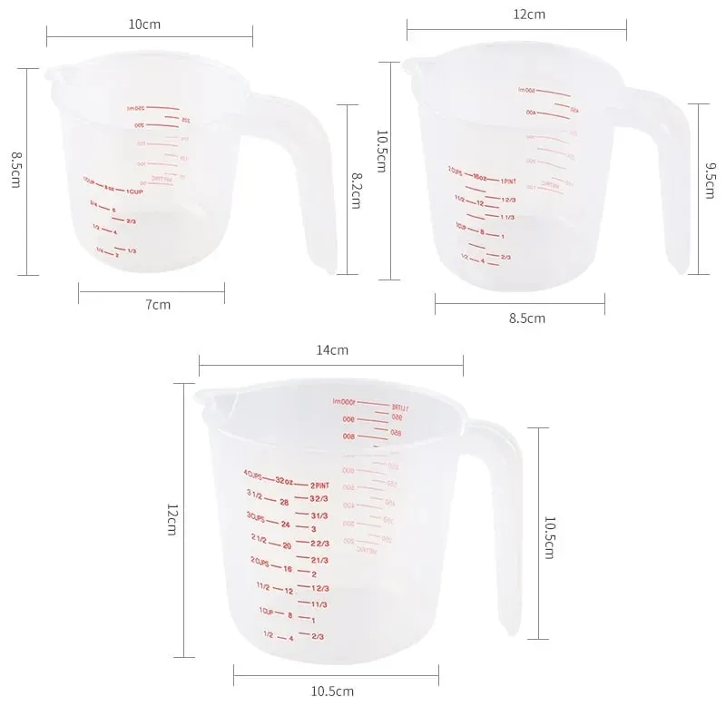 250/500/1000ML Easuring Cup Measuring Cups and Spoons Plastic Jug Digital Kitchen Scale Baking Tools Timer Accessories