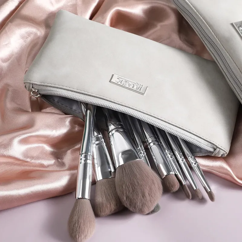 13pc Makeup Brushes Set Foundation Powder Eyeshadow Portable Natural Hair Professional Blending With Storage Bag Cosmetic — image 4