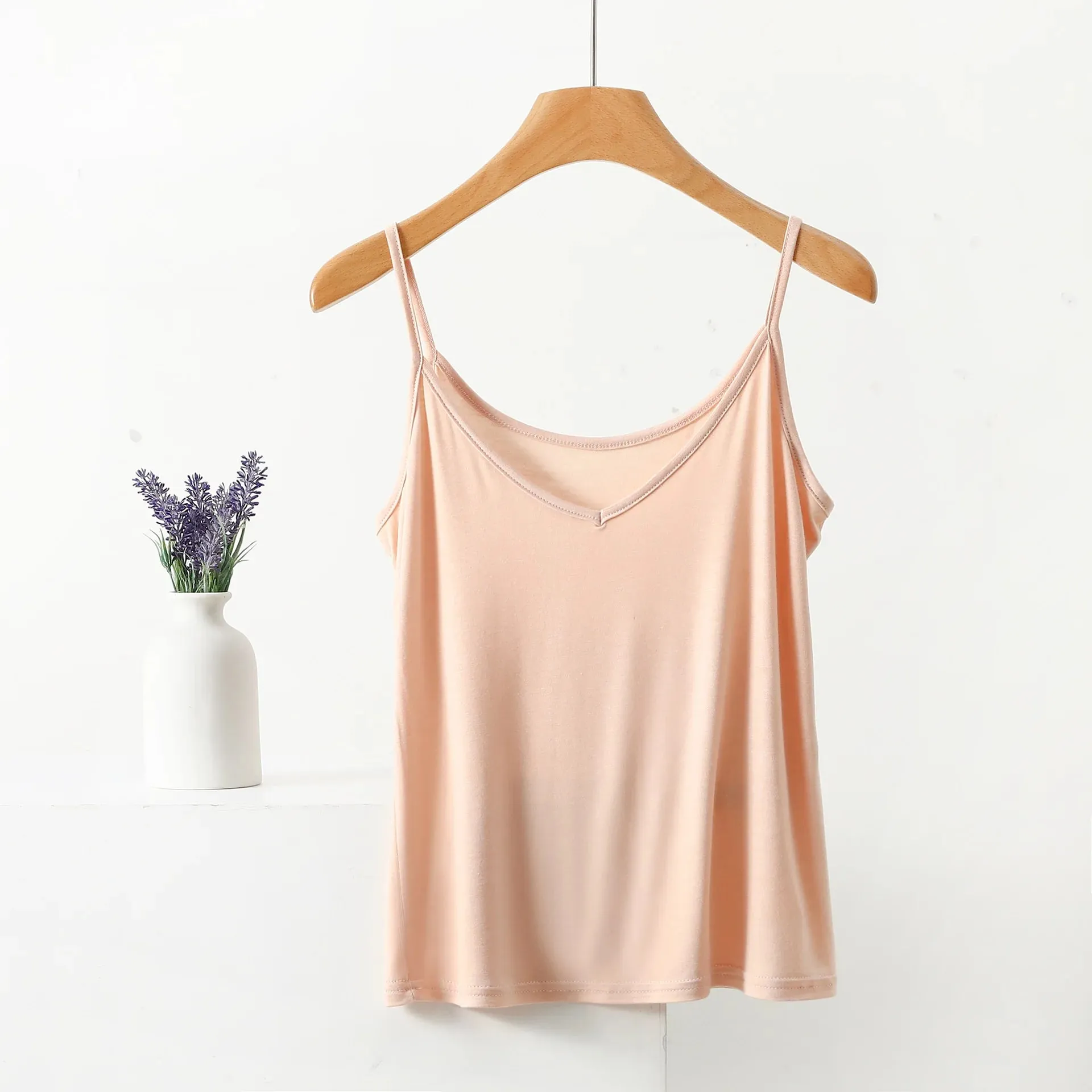 Spaghetti Strap Top Women Halter V-Neck Basic Cami Sleevless tank tops Women's Summer Camisole Solid color