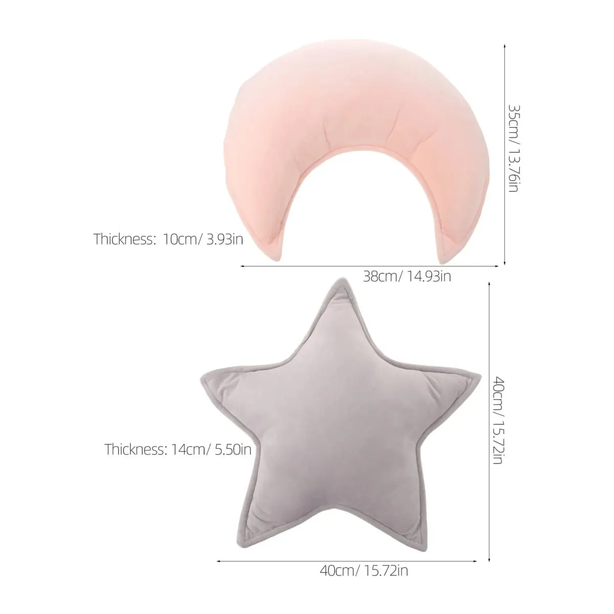 Oreillers lune et étoiles, 2 pièces, coussins décoratifs doux pour chambre de bébé, oreiller de décoration de berceau pour chambre à coucher et salon — image 5
