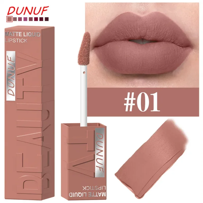 8-Color Lip Matte Smooth Easy-to-Apply Square Gloss Tube Velvet Waterproof Three-Dimensional Sexy Plumping Lipstick Makeup