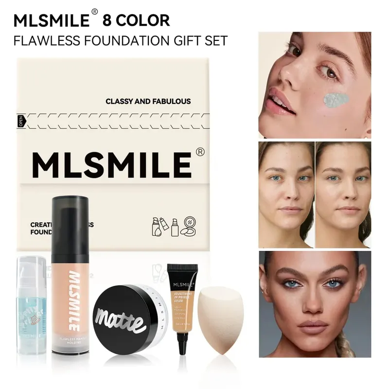 Professional Makeup Set For Flawless Base Oil Control Loose Powder Matte Primer Liquid Foundation Concealer Moisturizing Gift