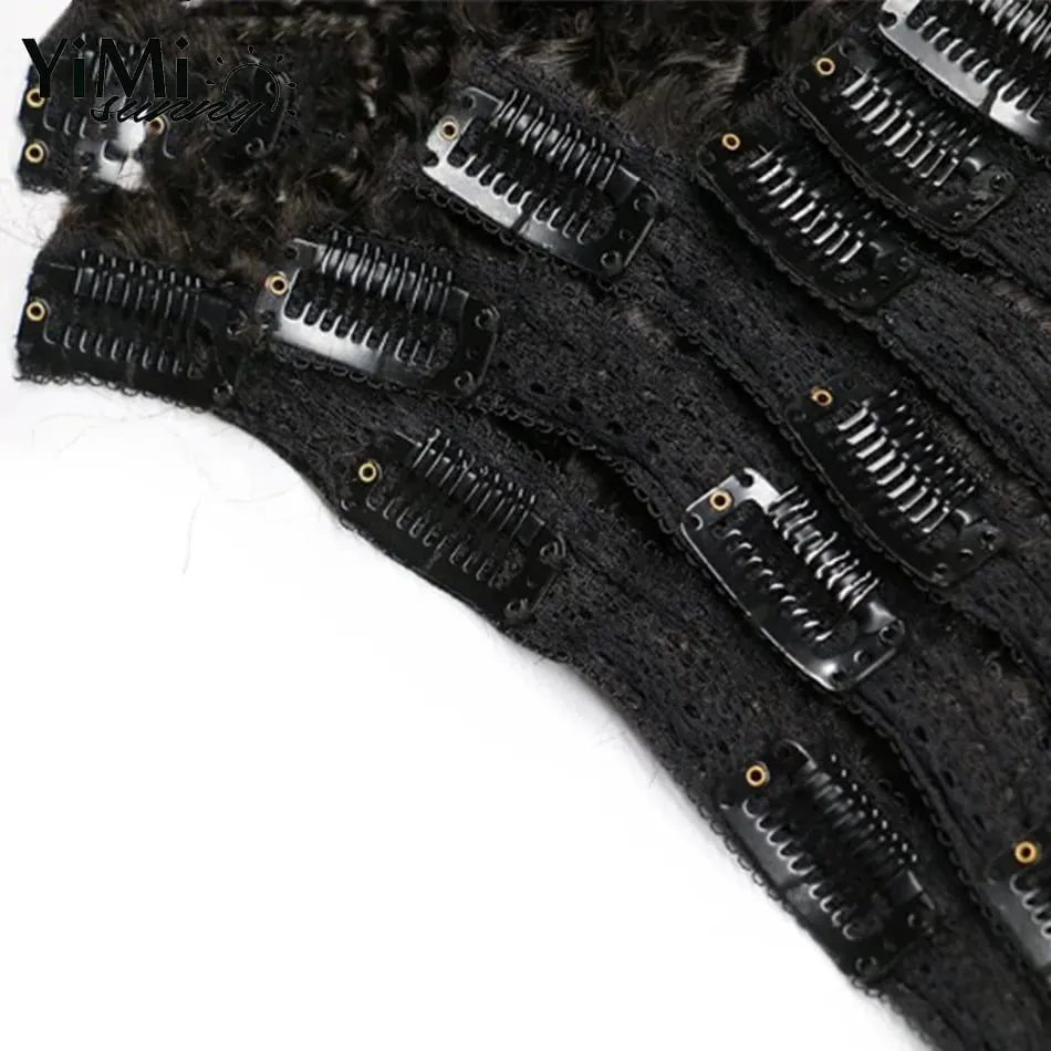 4B 4C Afro Kinky Curly Clip In Hair Extensions Mongolian Kinky Human Hair Clip Ins Extension 120G Full Head Add Volume and Long — image 5