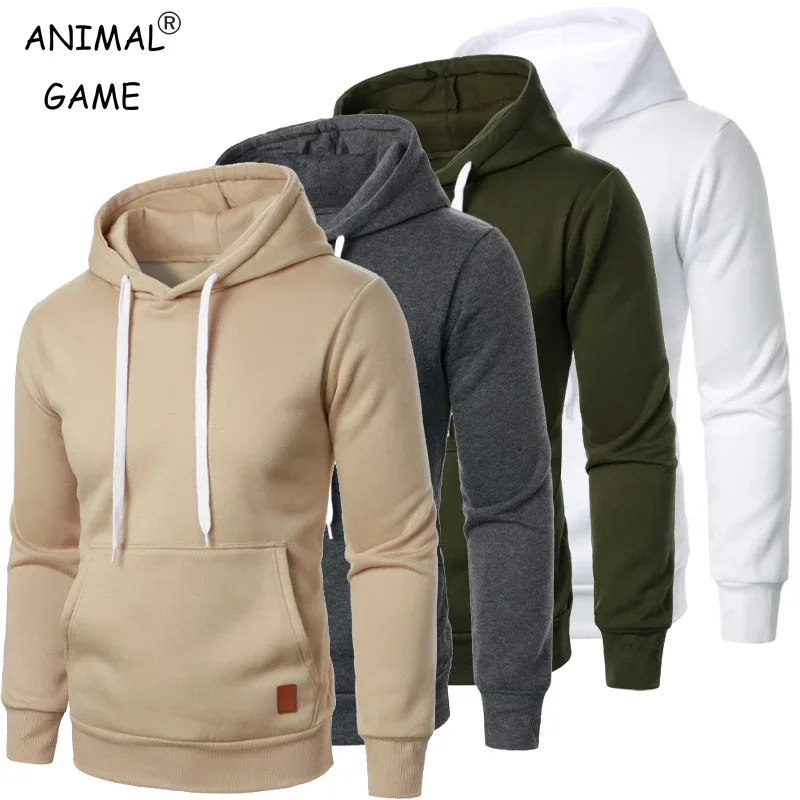 Herren Casual Kapuzenkragen Kordelzug Hoodies Sweatshirts Langarmshirts Outdoor Streetwear Einfarbig Leichter Pullover — image 6
