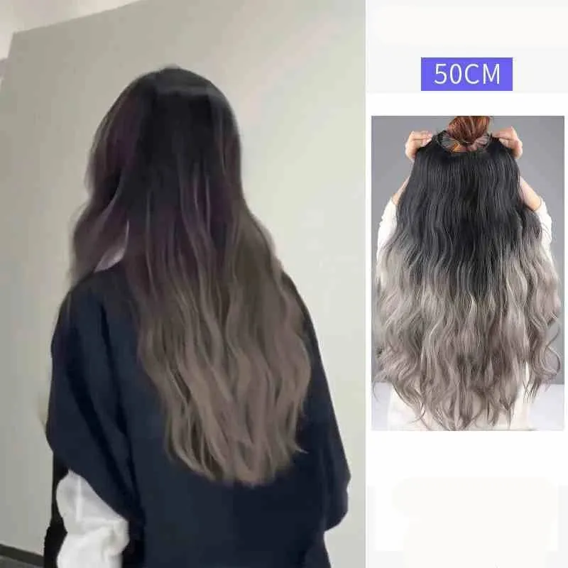 V-shaped One-Piece Synthetic 4 Clip In Hair Extensions Long Straight Hairstyle Hairpiece Colour 50CM Natural Fake Hair — image 20