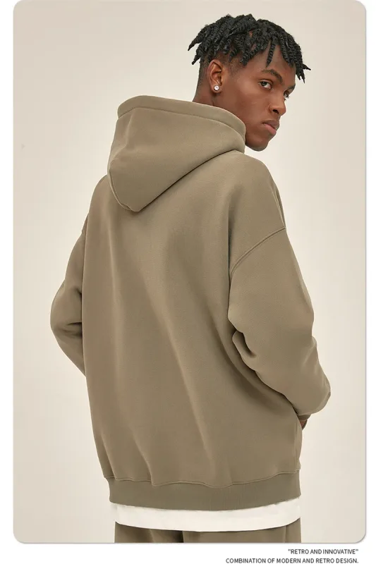 New Men Double Headed Zipper Fleece Hoodies Unisex Loose Basic Solid Warm Hooded Sweatshirts Coats For Winter HY0633 — image 16