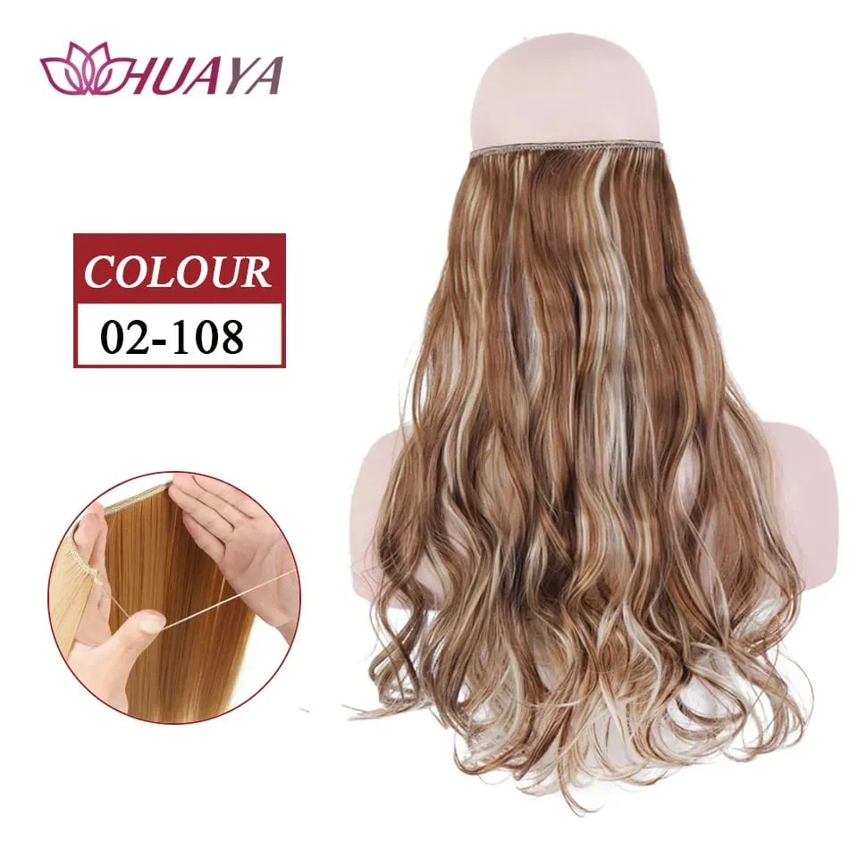 Synthetic Long Straight Invisible Wire No Clips In Hair Extensions Fake Hair Pieces Secret Fish Line Hairpieces For Women — image 30