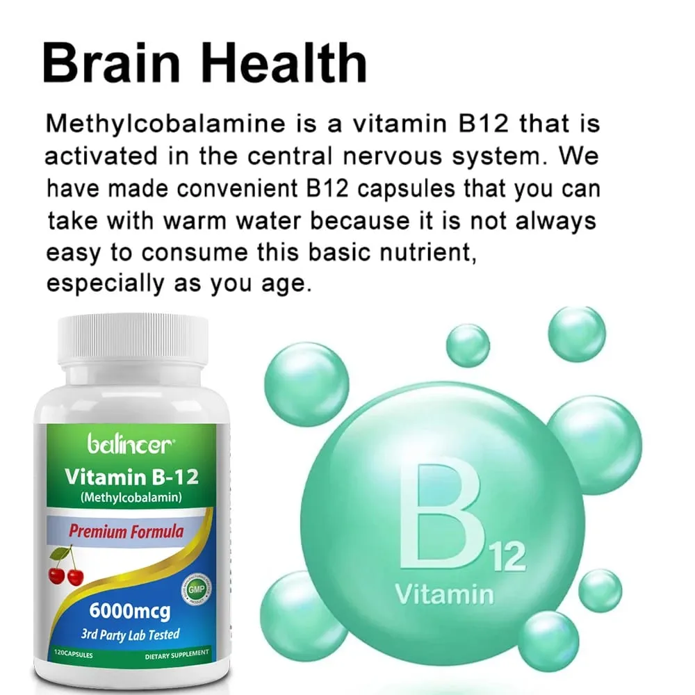 Vitamin B12 - Improve Mood Improve Brain Strengthen Nervous System Increase Energy Promote Metabolism Maintain Heart Health — image 4