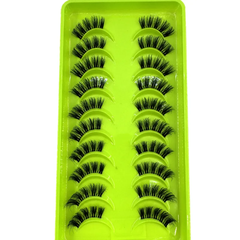 Černé řasy 10 polovičních řas Soft Natural Cat Eye Lashes Makeup Tool Prodlužovací nástroj Fluffy Faux Cils sezona návratu do školy — image 9