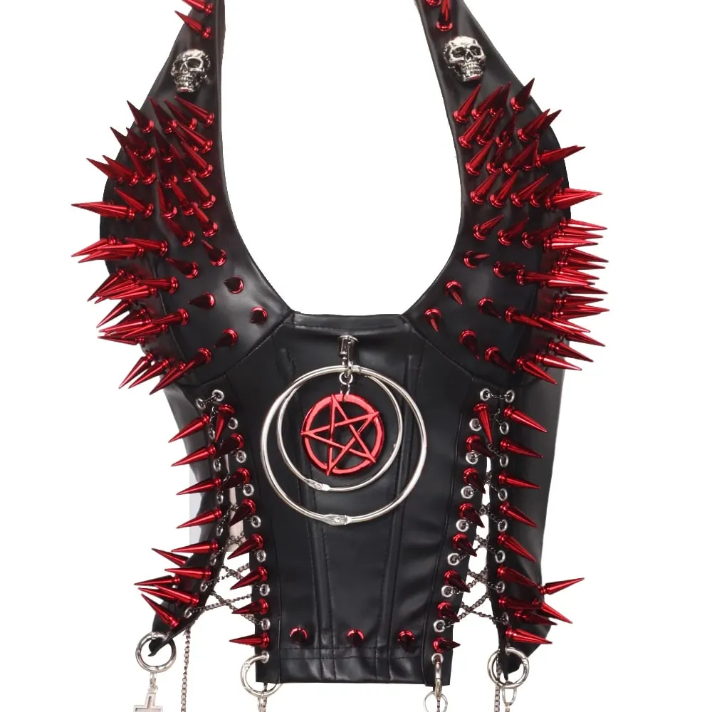 Goth Top Y2K Clothes Women's Tanks Emo Clothing Gothic Boho Tops with Spikes Punk Rock Teens Festival Spiked Bra Grunge T Shirt — image 17