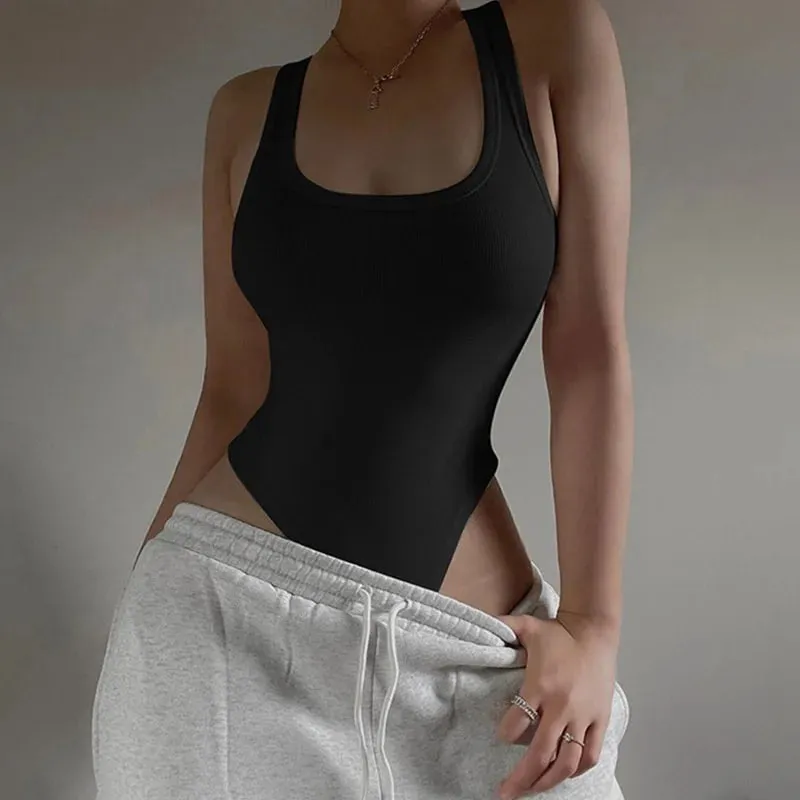 Sleeveless Knit Bodysuit 2025 Hot Summer Sexy Bodycon Off Shoulder Halter Tops Casual Street Bodice For Women ClubWear