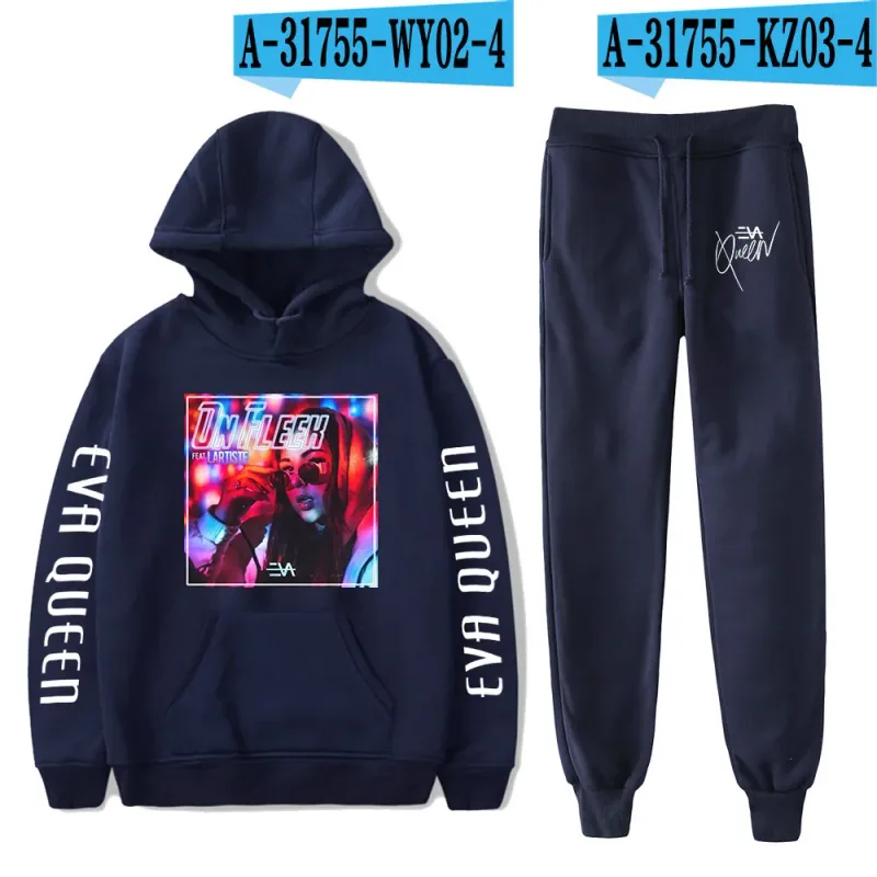 Hip Hop สบาย Eva Queen พิมพ์เสื้อกันหนาว Sweatpants ชุด Hoodies + กางเกงชุดชาย/หญิง 2 ชิ้นชุดเสื้อผ้า — image 18