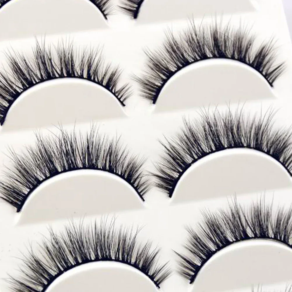5Pairs 3D Handmade Fake Eyelashes Natural Long Thick Daily Makeup Thick Cross Eyelashes Eye Lashes — image 4