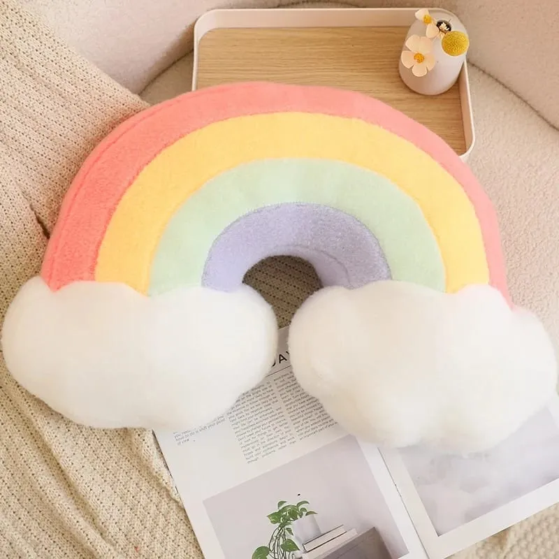 Hot sale Candy Rainbow Lucky Cloud Star Moon Plush Pillow Colorful Crown Memeor Pillow Cushion Sofa Home Decoration Throw Pillow