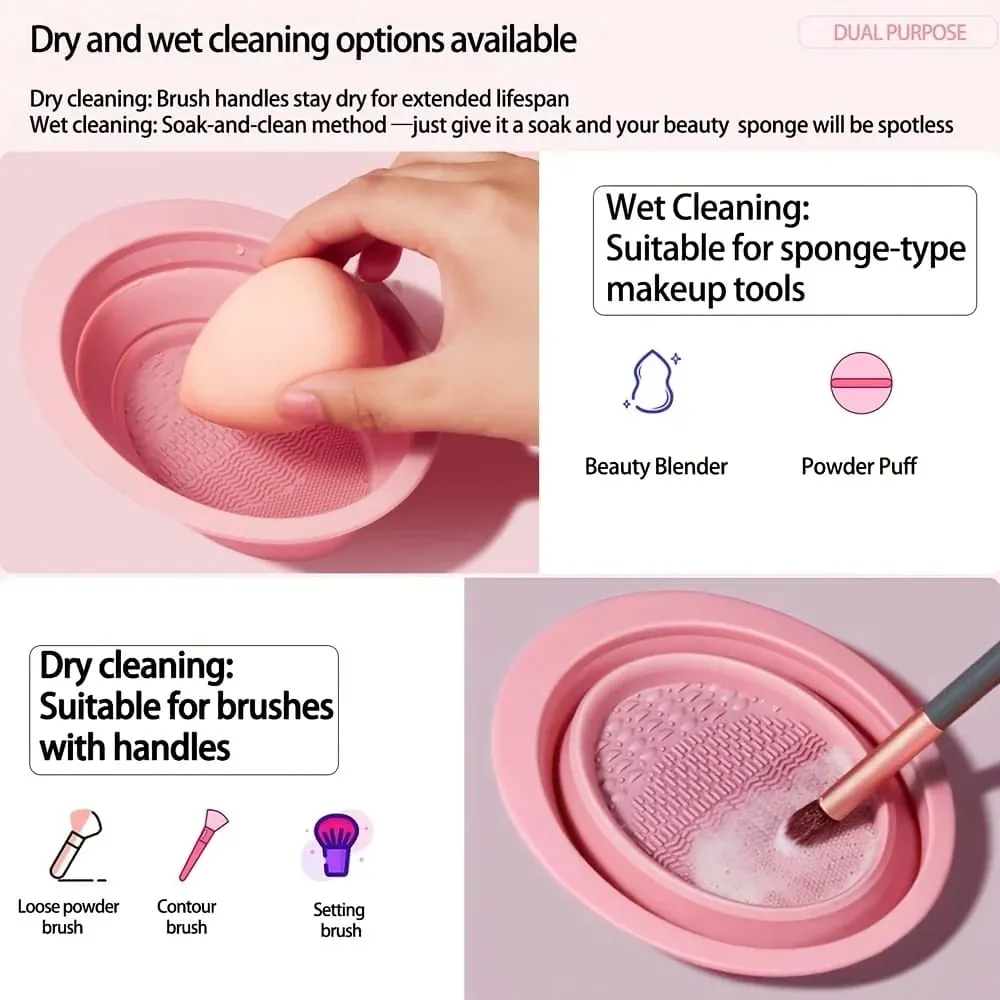 Có Thể Gập Lại Silicone Cọ Trang Điểm Bụi Bát Họa Tiết Chà Cho Bàn Chải Nhồi Bọt Biển Du Lịch Rửa Dụng Cụ Nhỏ Gọn — image 2