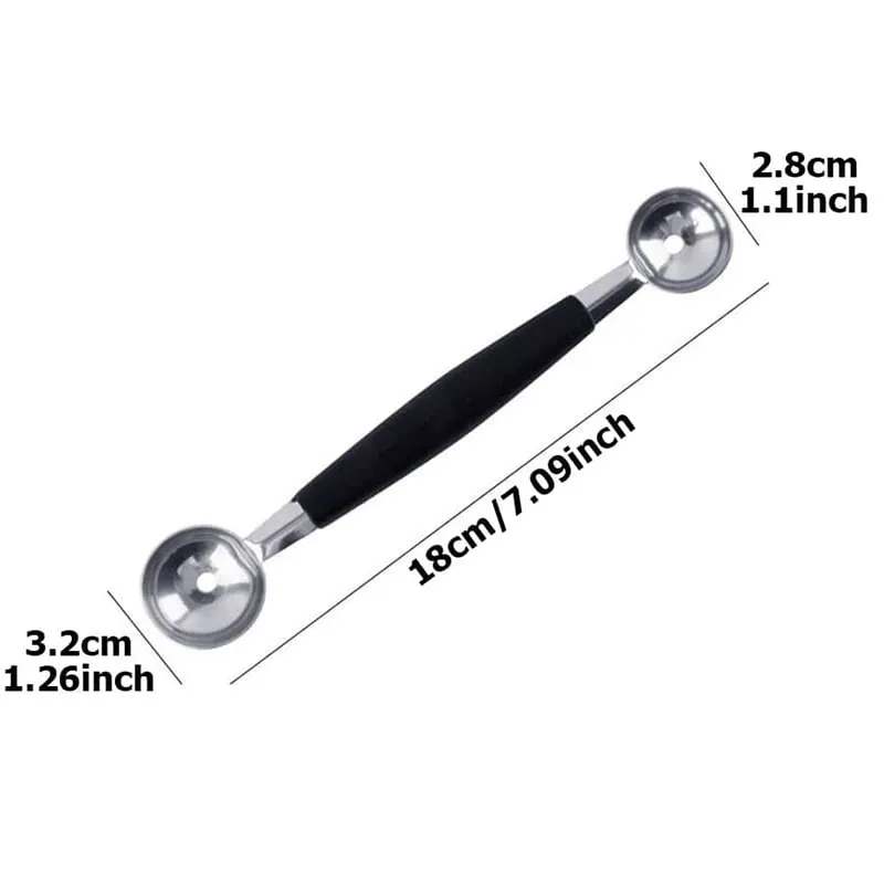 Fruit Spoon Digging Double Headed Stainless Steel Portable Multifunctional Melon Baller Scoop DIY Fruit Platter Ball Tool TMZ