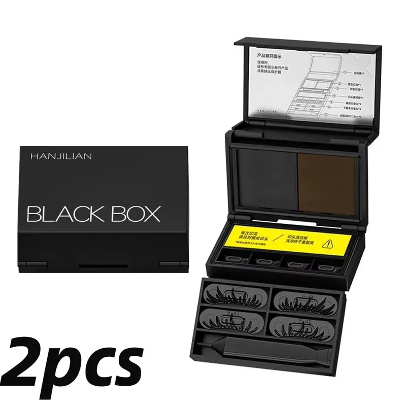 3-in-1 Lower Eyelash Stamp Eyeliner Kit Waterproof Long Lasting Fast Application Portable Eye Makeup Tool Set Box