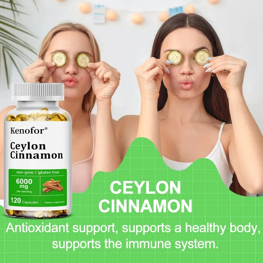 Ceylon Cinnamon Supplement 6000mg - Energy & Heart Health Support Antioxidant Non-GMO & Gluten Free - 30/60/120 Capsules — image 4
