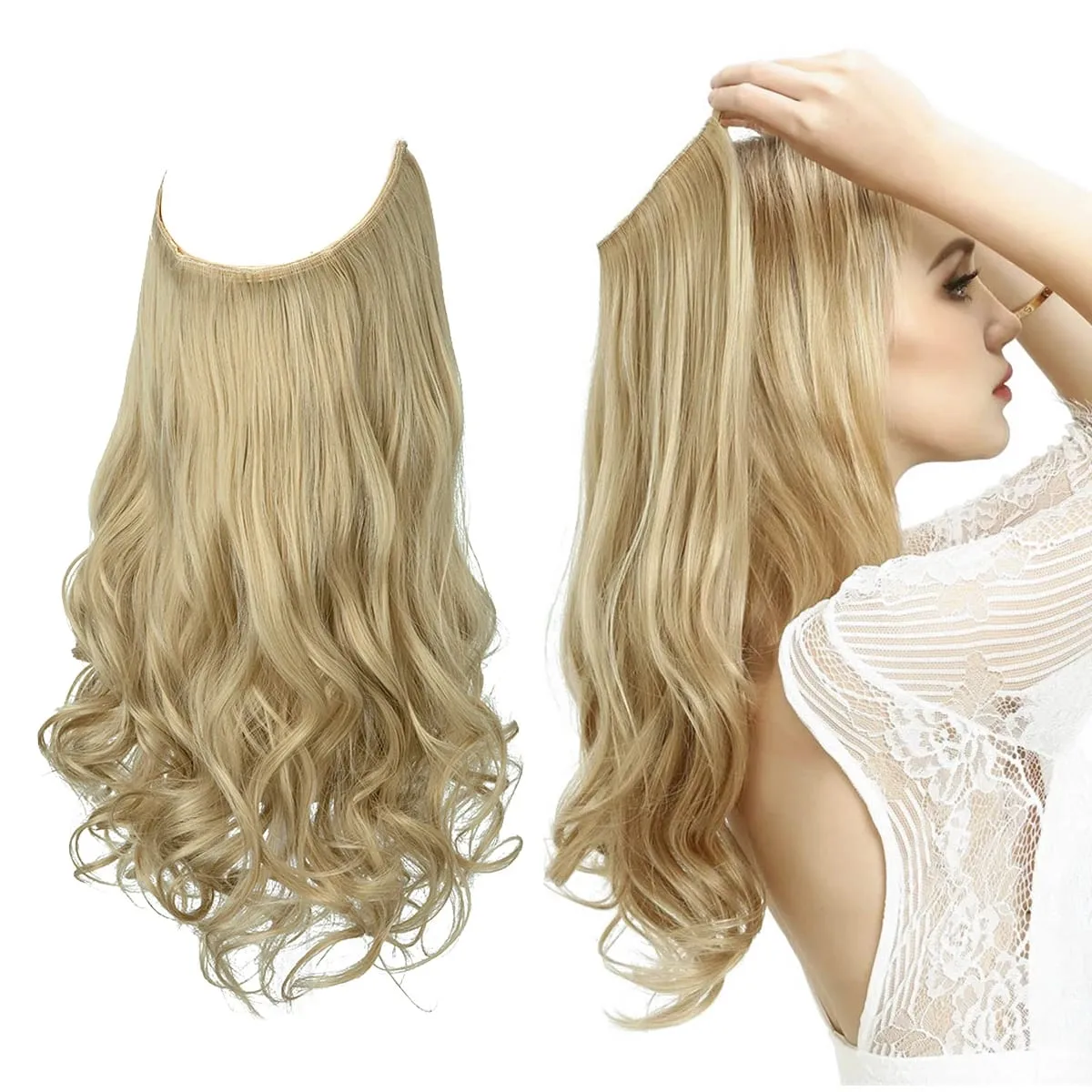 Premium Synthetic Invisible Wire With Clips Natural Hair Extension False Long Wavy Daily Use Clip In Hair Piece For Women — image 16