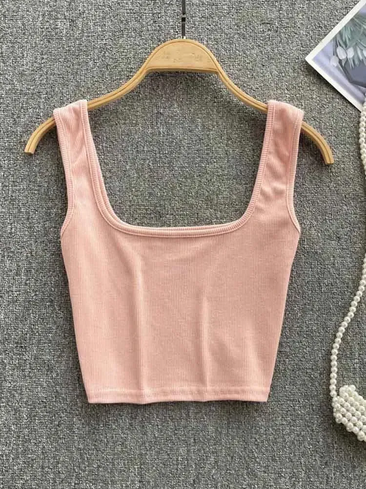 Tank Top Women Sexy Backless Y2k Top Slim Fit Bottoming Blouse Solid Crop Top Sleeveless Camis Mujer — image 5