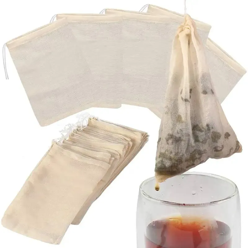 5Pcs 20x25CM Reusable Cotton Straining Bags Drawstring Muslin Cheesecloth Spice Soup Bags for Cooking Bone Broth Brew Bag Pouch