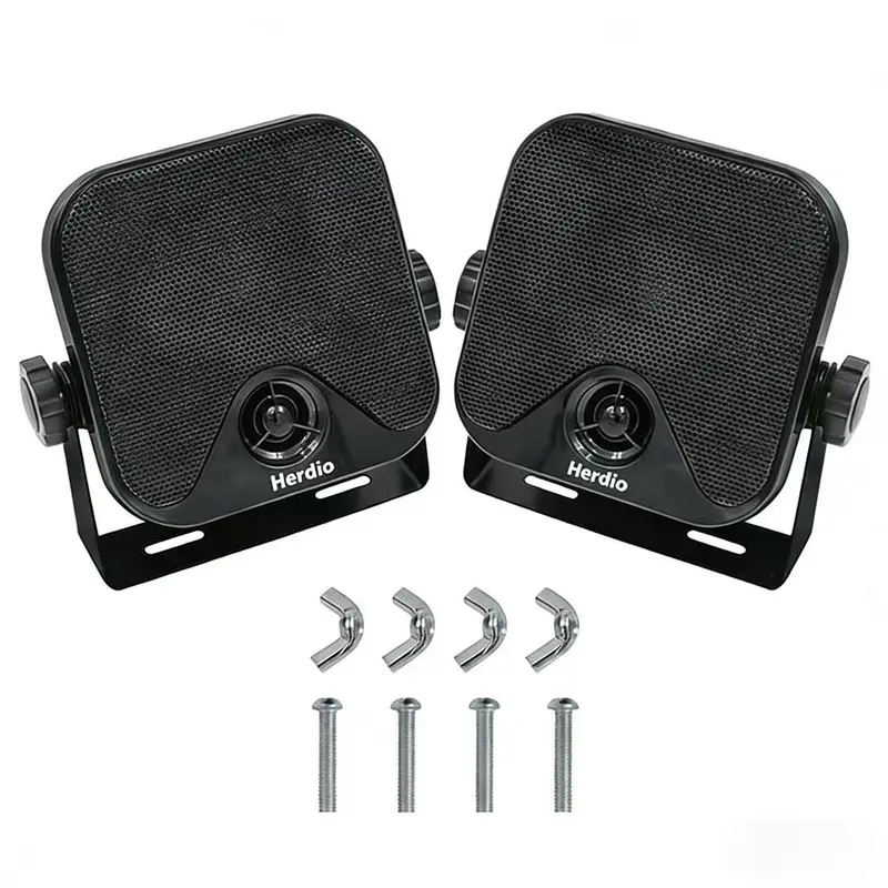 Herdio 4 Inch Heavy Duty Waterproof Boat Marine Box Outdoor Speakers Surface Mounted For Skid Steer ATV UTV RZR Golf Cart Boat