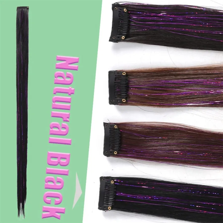 Synthetic Ear-dyed Laser Wig Piece One-card Seamless Feather Hair Extension Artifact Girl Group Stage Headdress Patch — image 21
