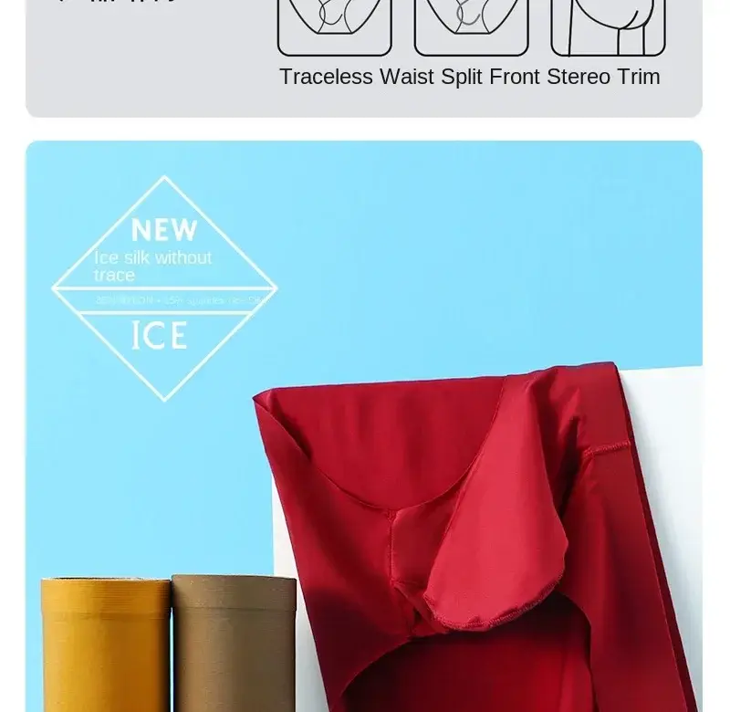 1 cikk Tavasszal és nyáron Új Ice Silk Nem nyomot hagyó fehérnemű FÉRFI háromszög nadrág Külön gyorsan száradó Youth Tide egyszínű — image 4