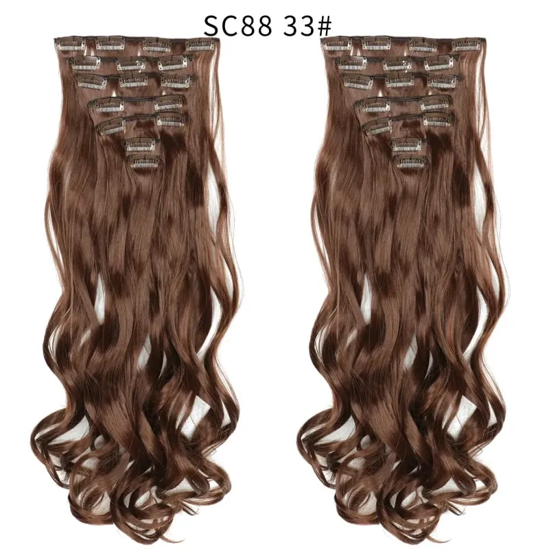 24Inch Synthetic Long Straight Hair Extensions 7pcs/Set 16 Clips in High Tempreture Fiber Synthetic Red Black Brown Hair Piece — image 95