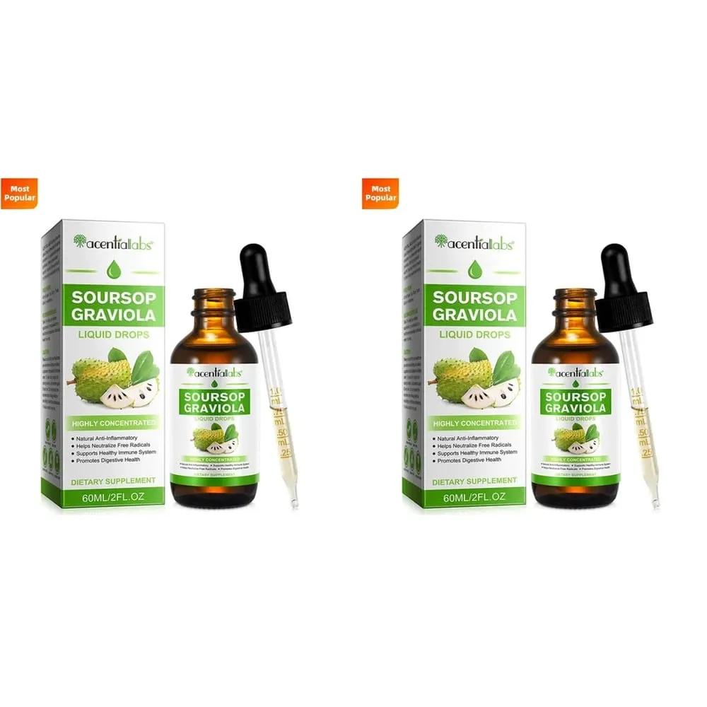 AcentiLabs Soursop Graviola Liquid Drops Vitamin C unterstützt die Verdauungsgesundheit, das Immunsystem und die Abwehr freier Radikale, 60 ml für Erwachsene — image 9