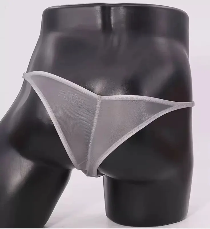 Underwear men's briefs low waisted ultra-thin ice silk 50g fully transparent personalized and tight fitting for young people