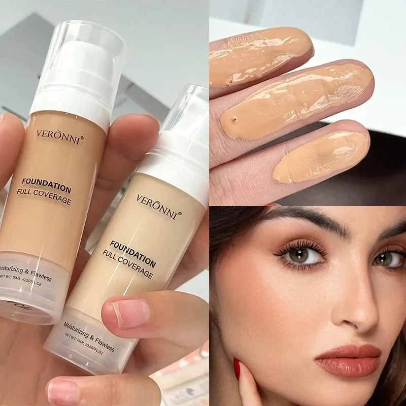 3pcs Beginner Face Makeup Kit-Matte Foundation Makeup Hydrating Primer Oil-Control Loose Powder Full Coverage Face Concealer — image 3
